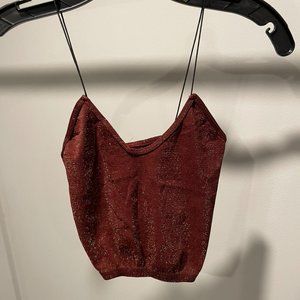 NWT Free People Red Berry Sparkly Crop Top/Bralett